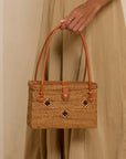 Ata Vine Rattan Box Handbag with Diamond Pattern