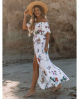 Floral Halter Neck Off the Shoulder Maxi Dress
