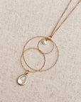 Gold Layered Circle Drop Necklace with Pearl