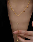 18K Stainless Steel Ball Y Necklace
