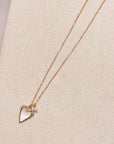 Mother of Pearl Rhinestone Heart Outline Necklace