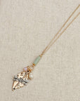 Gold Dragonfly Amazonite & Crystal Pendant Necklace