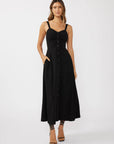 V-Neck Ruched Button Down Maxi Dress