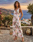 Linen jumpsuit floral print