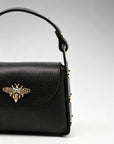 Bee Happy Mini Leather Crossbody Bag with Gold Bee Clasp