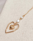 Open Heart Pearl Necklace – Gold