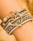 Bohemian Heart Rhinestone Magnetic Buckle Bracelet