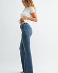 Medium Wash High Rise Scissor Cut Flare
