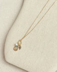 Gold Abalone Shell Charm Pearl Necklace