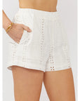 Embroidered Floral Eyelet Side Pocket Shorts