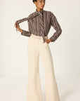 Striped Tie-Neck Blouse