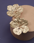 Large Hammard Matte Flower Earrings