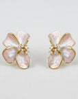 Floral Enamel Drop Earrings with Sparkling Accents