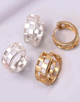 Mini Cutout Checker Hoop Huggie Earring