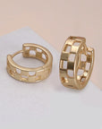 Mini Cutout Checker Hoop Huggie Earring
