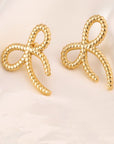 18k Stainless Steel Tarnish Free Bow Stud Earrings