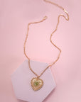 Pressed Flower Gold Heart Necklace