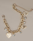 Charm Bracelet-heart Rhinestone Charms