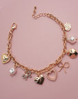 Charm Bracelet-bow Heart Pearl Disc Charms