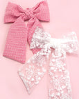 Pretty Organza Checker Bow Ribbon Hair Clips