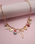 Charm Necklace-bow Toile Floral Heart Rhinestone