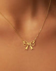 18k Stainless Steel Tarnish Free Bow Necklace