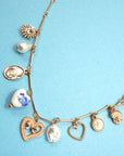 Charm Necklace-ceramic Porcelain Heart Pearl