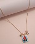 Porcelain Cluster Charm Bow Heart Necklace