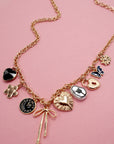 Charm Necklace-heart Clock Bow Lock Charms