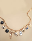 Charm Necklace-heart Clock Bow Lock Charms