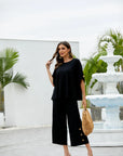 Bamboo short sleeve with button on sleeve