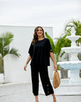 Bamboo short sleeve with button on sleeve