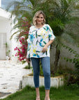 Azure Floral Boatneck Tee