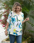 Azure Floral Boatneck Tee