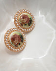 Vintage Porcelain Floral Stud Earrings