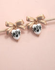 Vintage Porcelain Floral Bow Drop Earrings