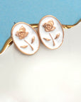 Epoxy Flower Gold Edge Stud Earring