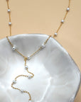 18k Stainless Steel Tarnish Free Pearl Y Necklace