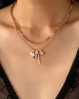 Crystal Cluster Charm Double-layer Necklace