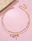 Crystal Cluster Charm Double-layer Necklace