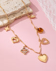 Charm Necklace-hearts Clover Stone