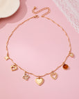 Charm Necklace-hearts Clover Stone