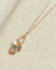 Gold Abalone Shell Charm Pearl Necklace