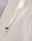 Gold Chalcedony Aquamarine Heart Charm Necklace