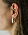 Drop Hoops Gold Bold Lightweight Everyday Earrings