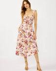 Lace-Up Smocked Bodice Midi Dress