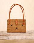 Ata Vine Rattan Box Handbag with Diamond Pattern