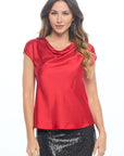 Solid Satin Top with Cowl Neck