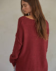 Knit Sweater V-Neck Long Sleeve Top
