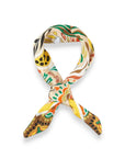 Color Floral Drawing Print Silky Square Scarf